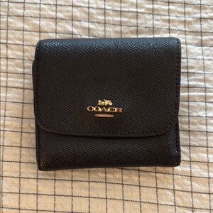 Coach Black Leather Tri-Fold Wallet